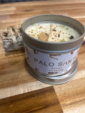 Palo Santo Energy Cleansing Candle - White & Silver Tin